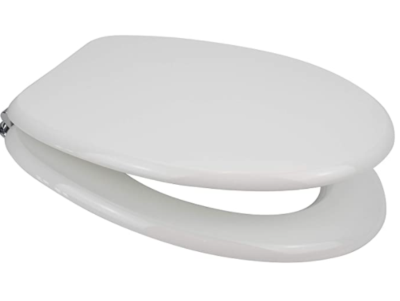 EURO SHOWERS MOULDED WOOD TOILET SEAT WITH PLASTIC HINGES