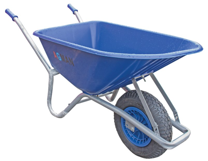 100L BLUE PVC GARDEN WHEELBARROW ASSEMBLED