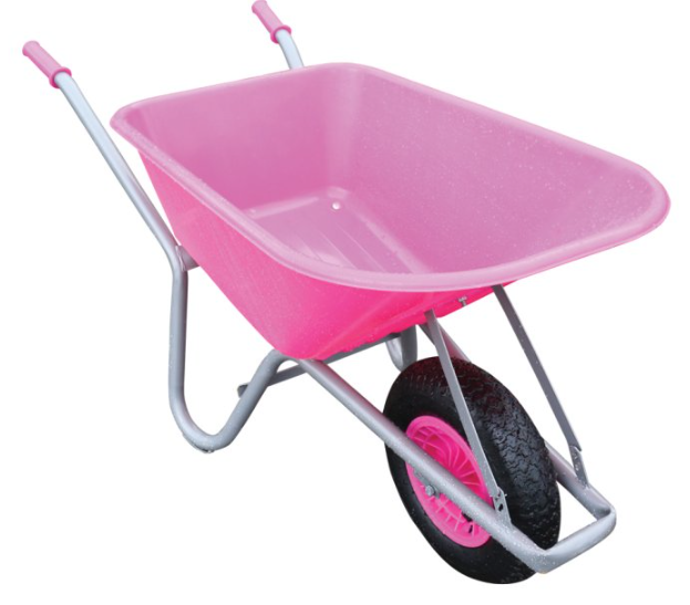 100L PINK PVC GARDEN WHEELBARROW ASSEMBLED