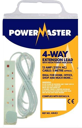 Powermaster Extension Lead 4 Gang 5mtr