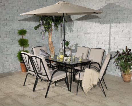 AMALFI SIX SEATER PADDED CUSHION DINING SET