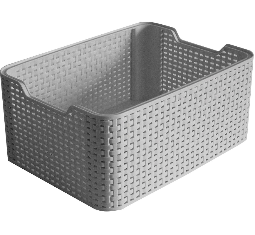 CURVER STYLE RATTAN STORAGE BOX GREY  - MEDIUM 18L CUR246442