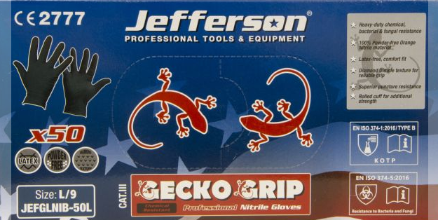 Jefferson Black Gecko Nitrile Gloves (50) – Walshs Homevalue Hardware