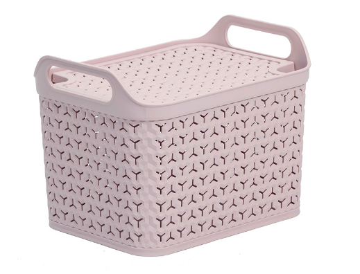 MEDIUM HANDY BASKET WITH LID BLUSH PINK