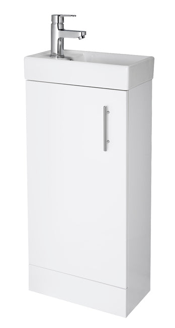 400 FLoor Standing Min Vanity Unit & Basin WHITE *** TAP NOT INCLUDED ***
